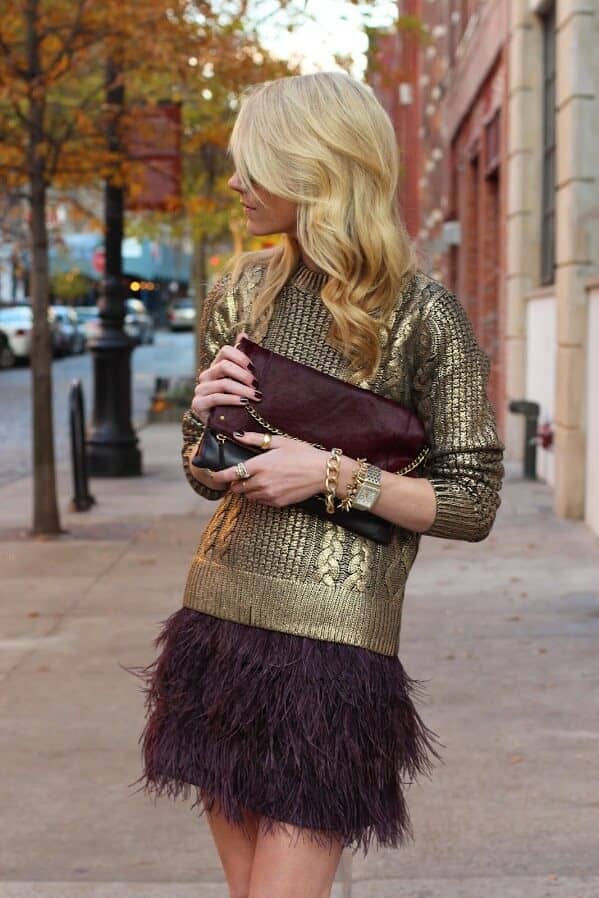 A Gold Sweater and Feathers