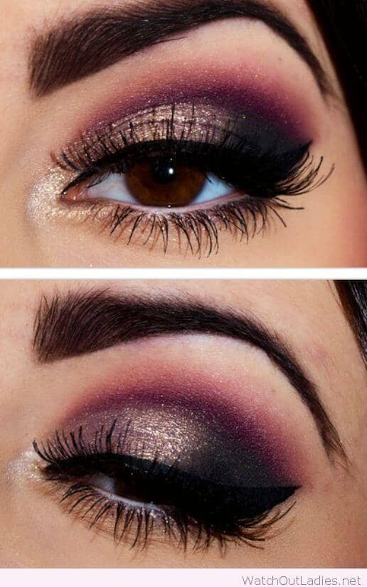 Deep Purple Glittery Smoky Eye