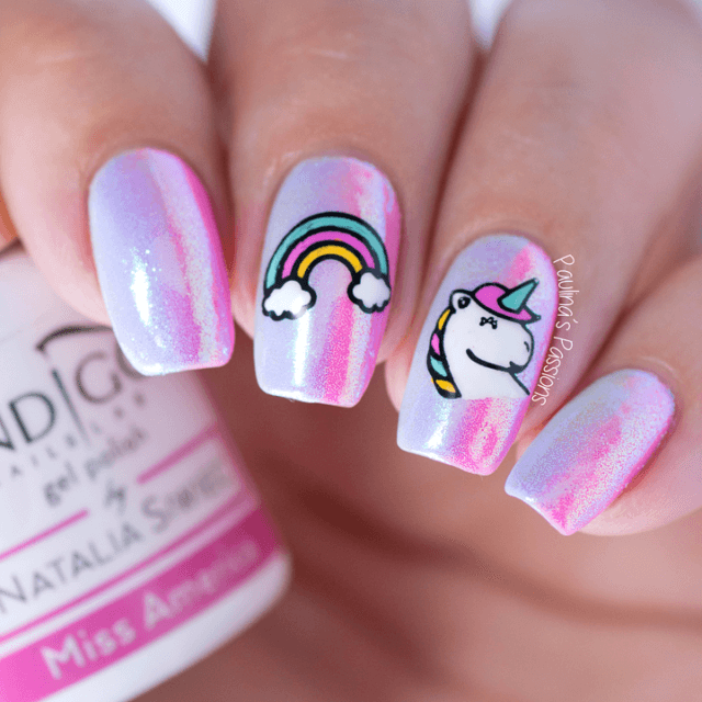 Iridescent Pink With Rainbow And Unicorn Art