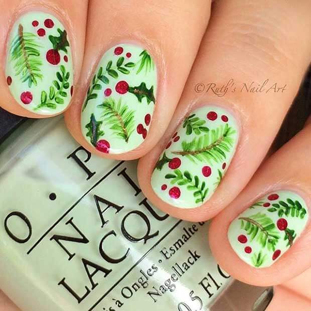 Evergreen Branches and Holly Pattern