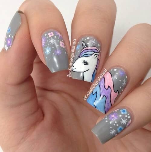 Grey With Unicorn Art Design