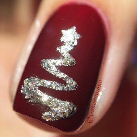 Stylized Glitter Tree On Matte Red