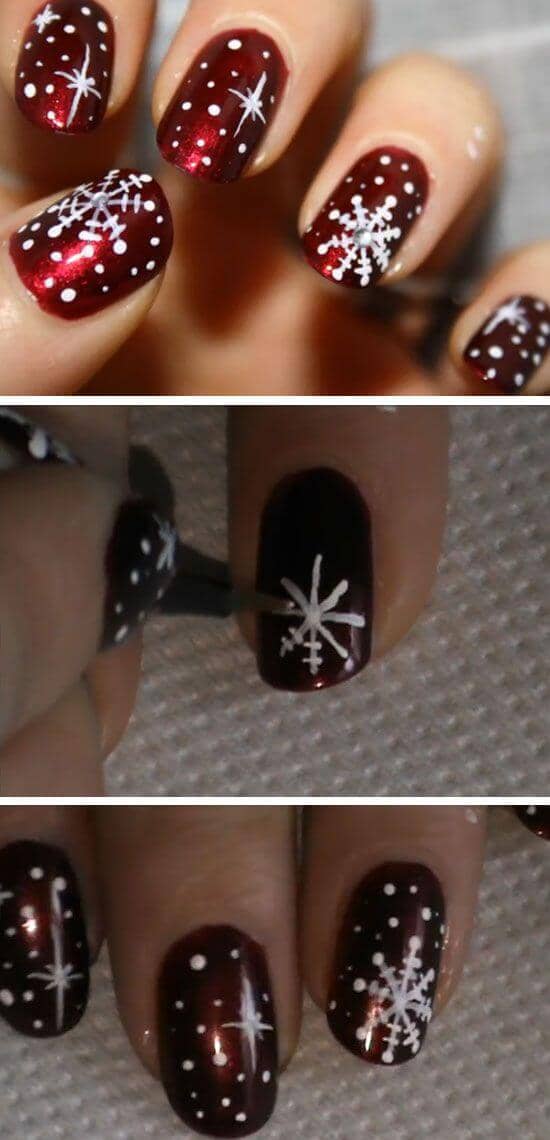Shimmer Red With Snowflake Designs