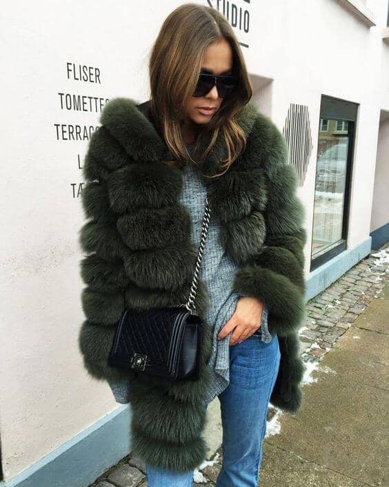 Puffer Style Smoke Gray Faux Fur