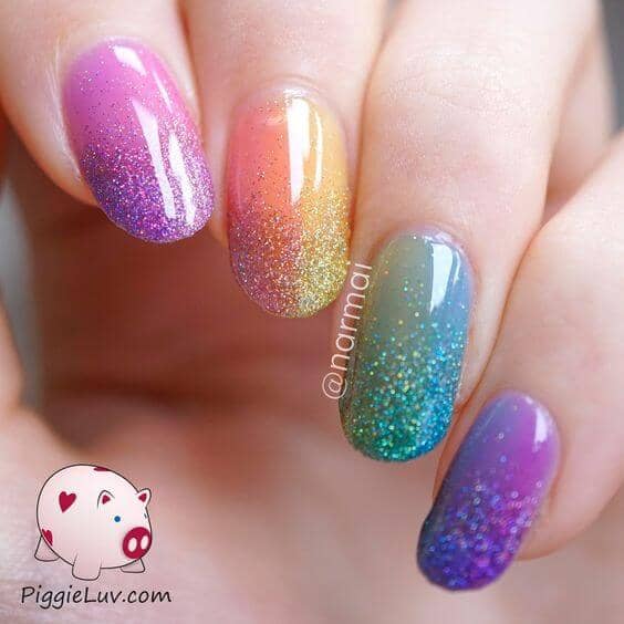  Multicolored Rainbow Glitter Ombre