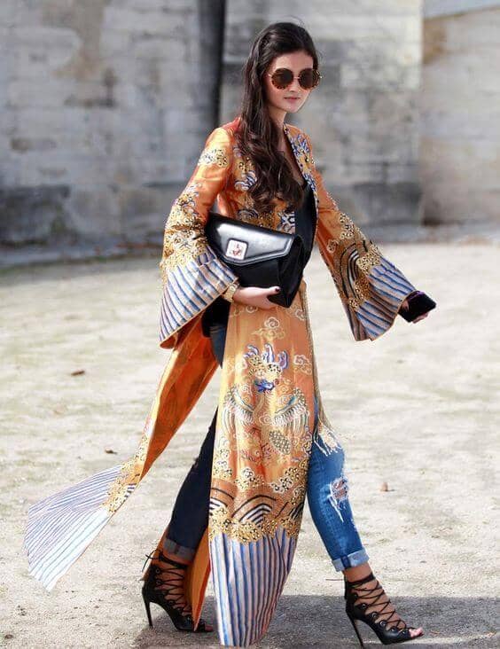 Moroccan Print Caftan Kimono Outfit