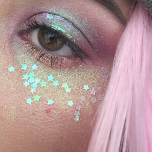 Rainbow Smoky Eye With Glitter And Stars