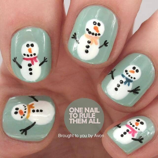 Cute Snowmen On Pale Blue Background