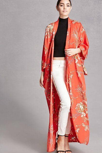 Traditional Floral Kimono Duster