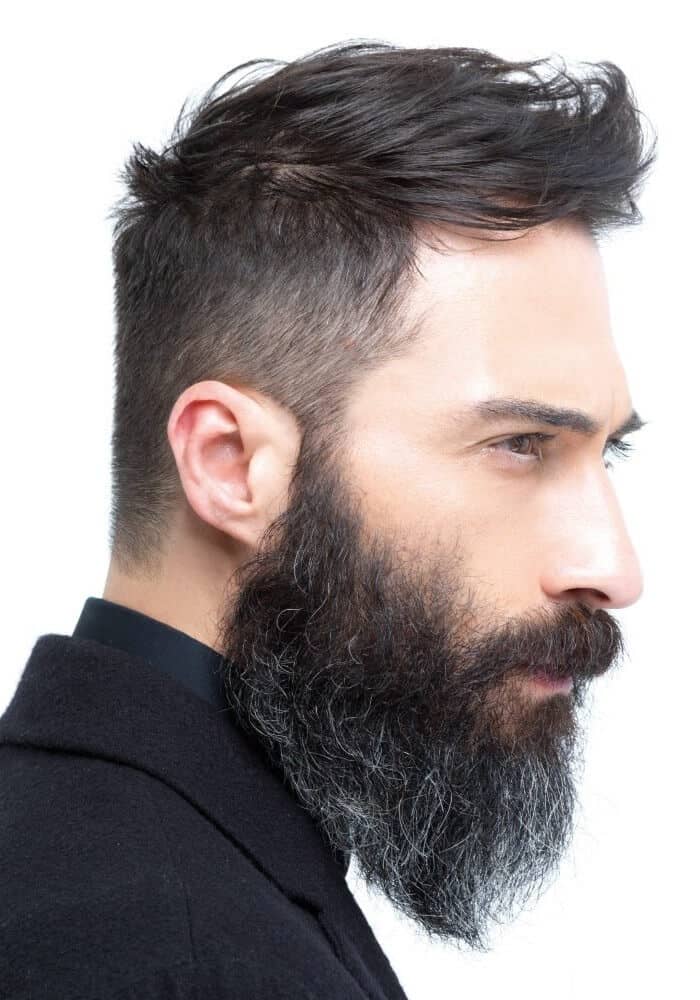 Tight Sides And Sideswept Top, Medium-long Beard