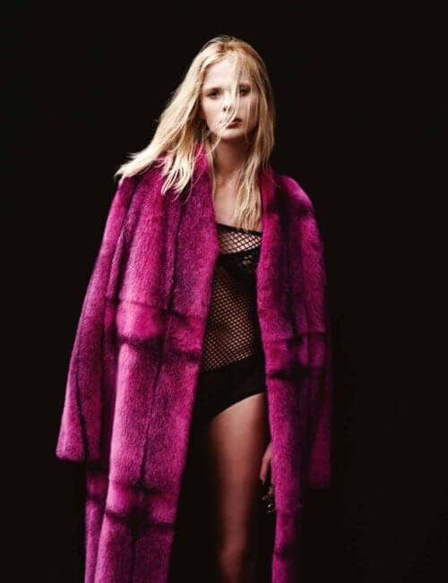 Magenta Faux Fur Full-length Coat