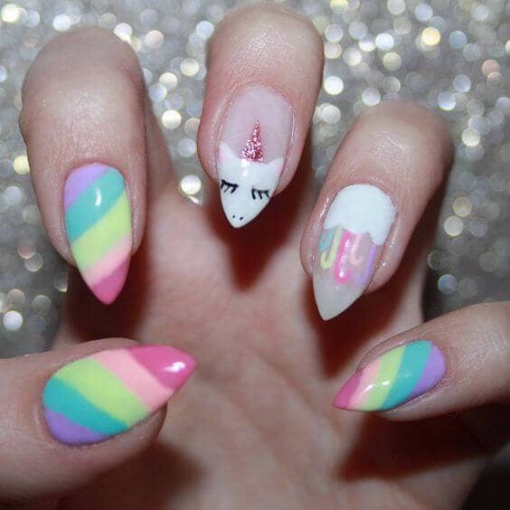 Bright Pastel Rainbow With Unicorn Accent