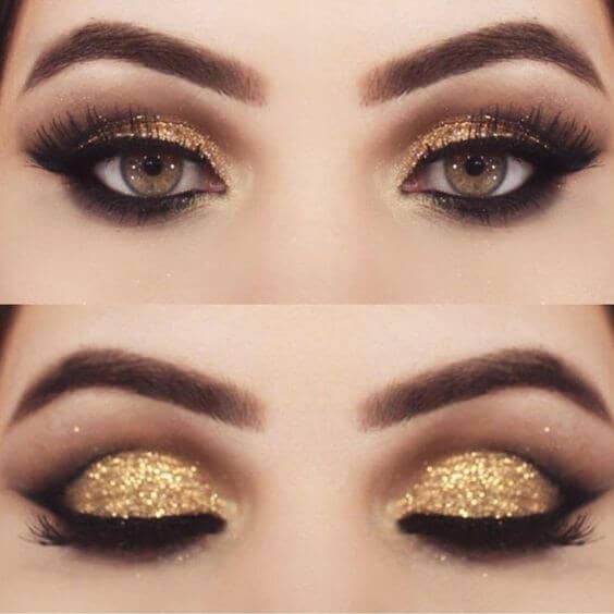 Festive Gold Glitter Eye Look