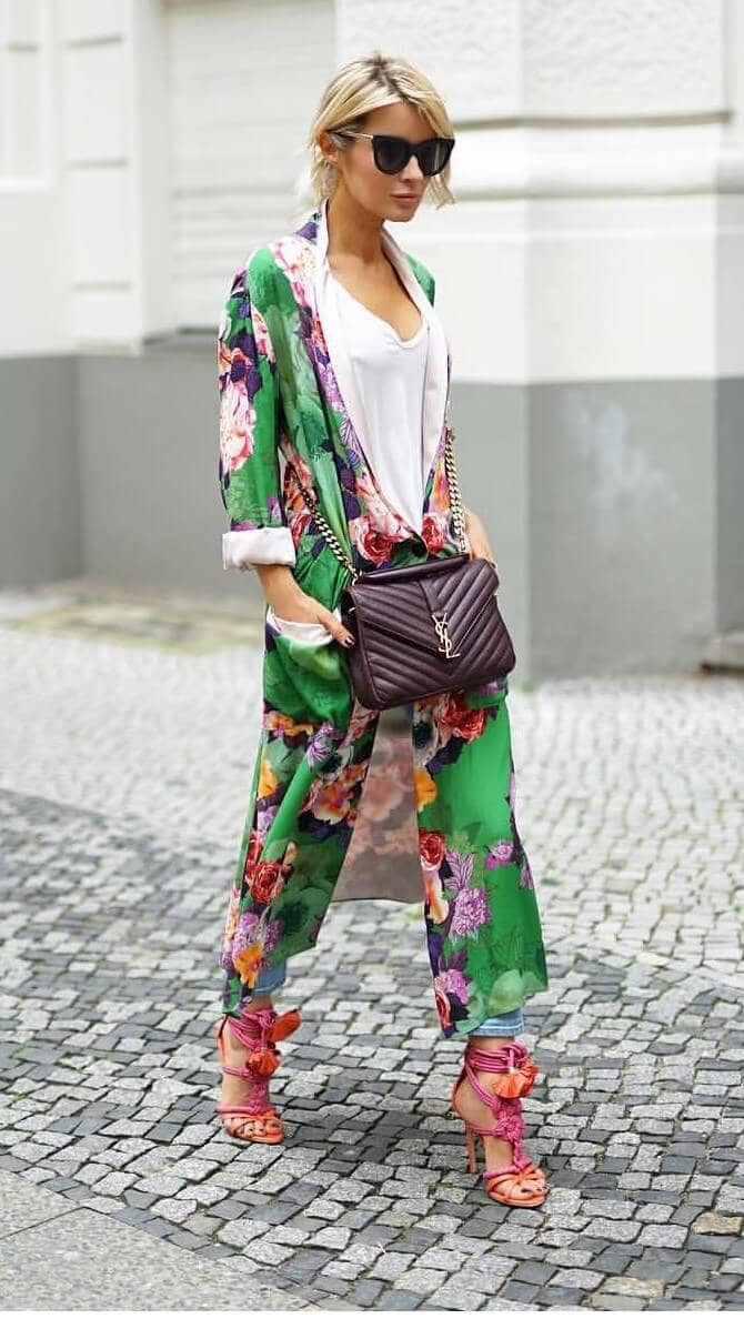 Vibrant Floral Ankle Length Kimono