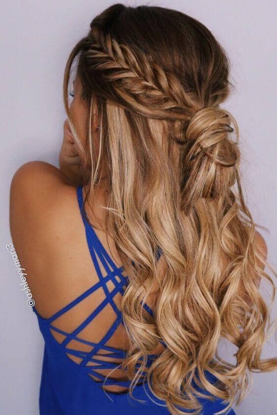 Half-up Fishtail Hairstyle With Ringlets