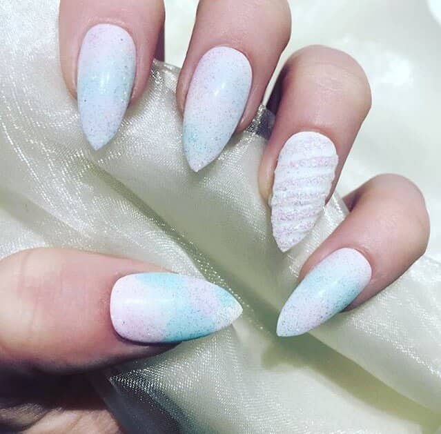 White Unicorn Nails with Glitter Dust