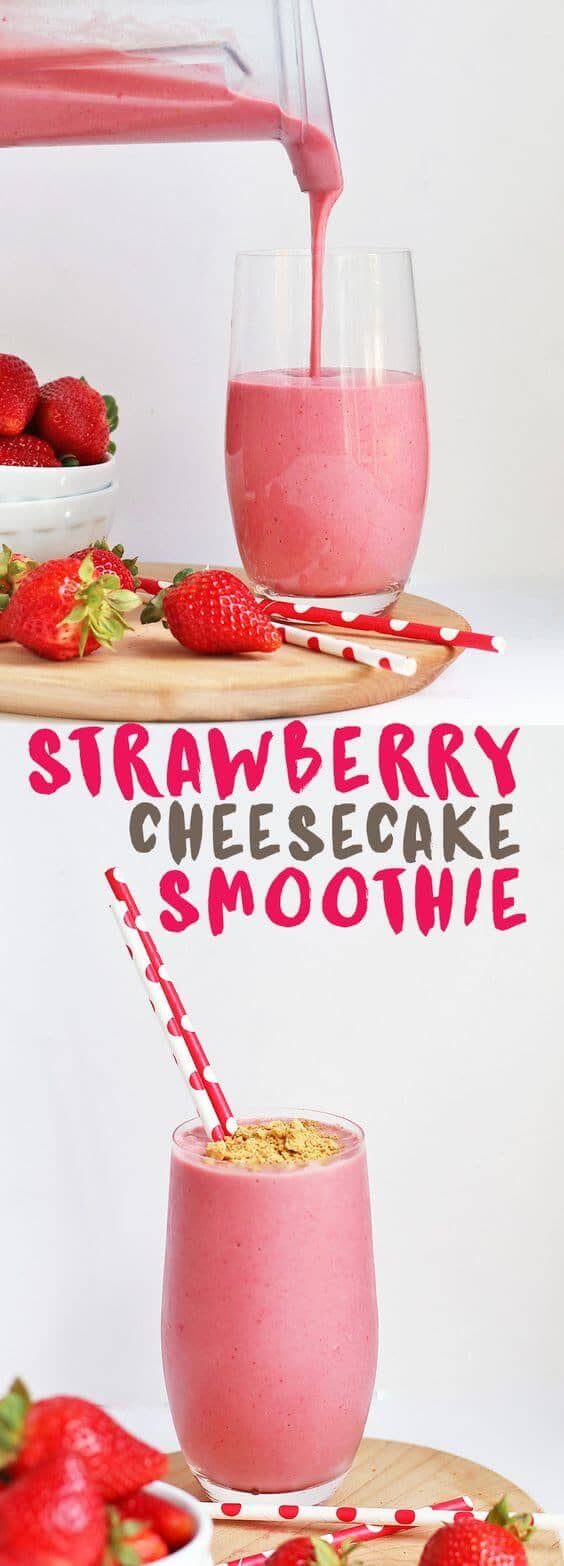 Vegan Strawberry Banana Cheesecake Smoothie