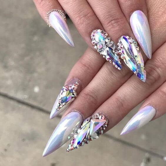 Dramatic Designer Nails with Crystals