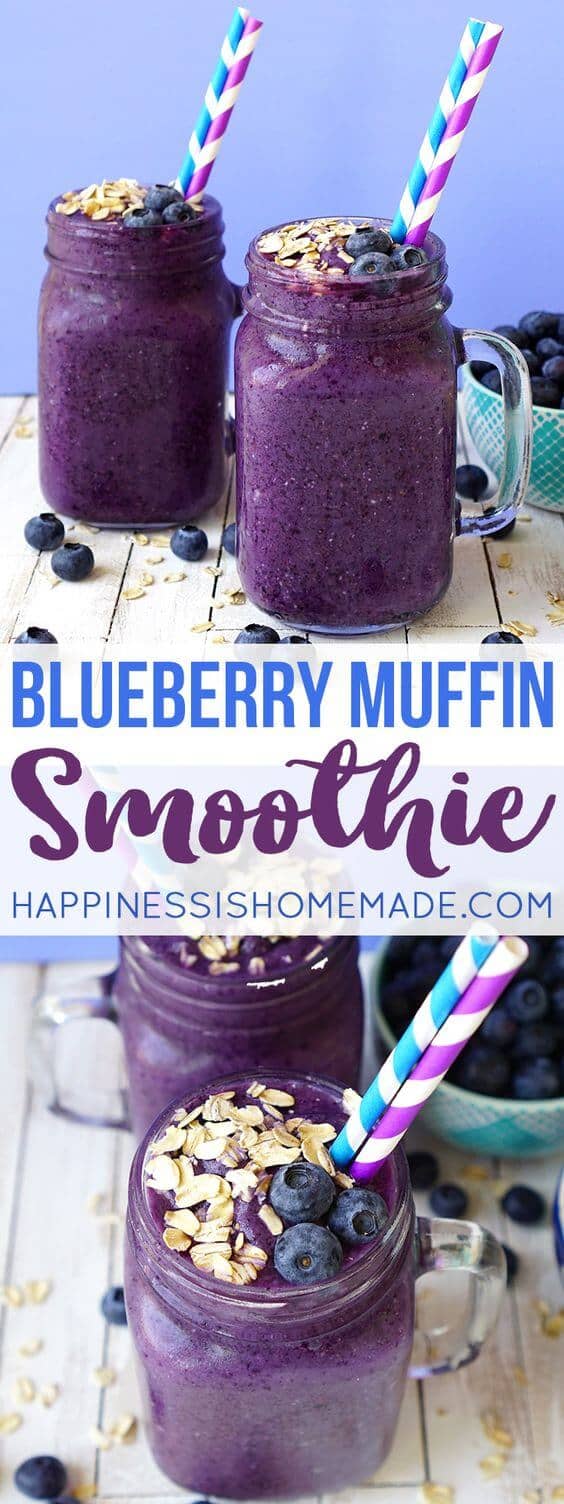 Delicious Old-Fashioned Oats and Blueberry Smoothie