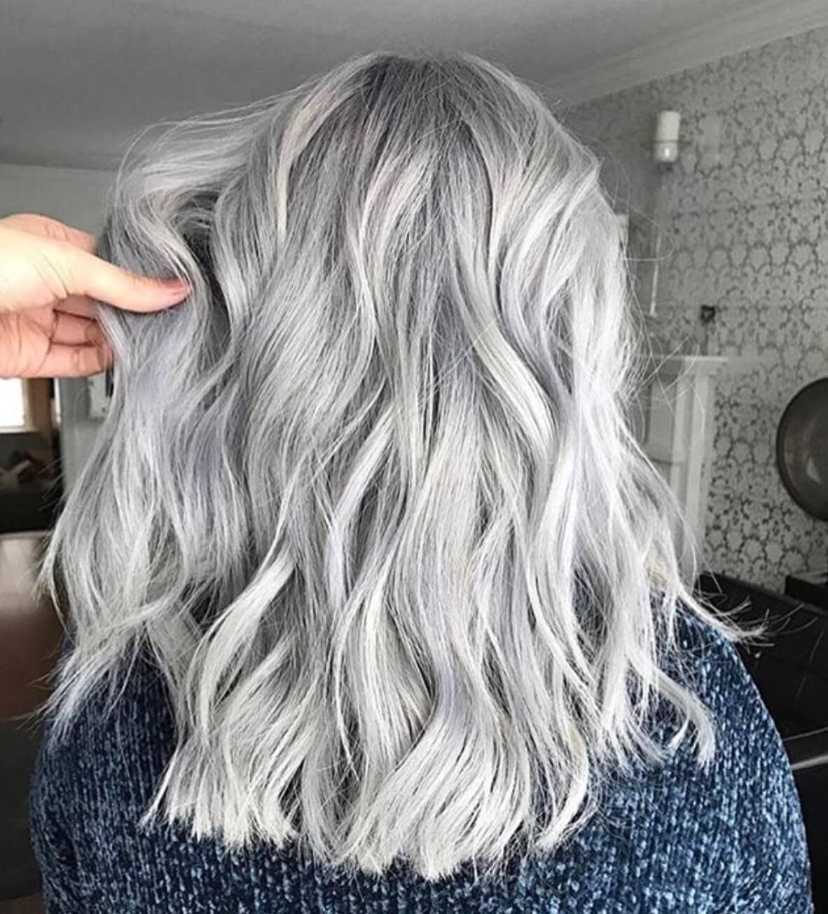 Allover Silver Hair Color With Highlights And Lowlights