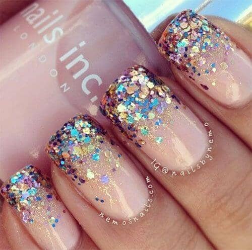 Metallic Unicorn French Manicure