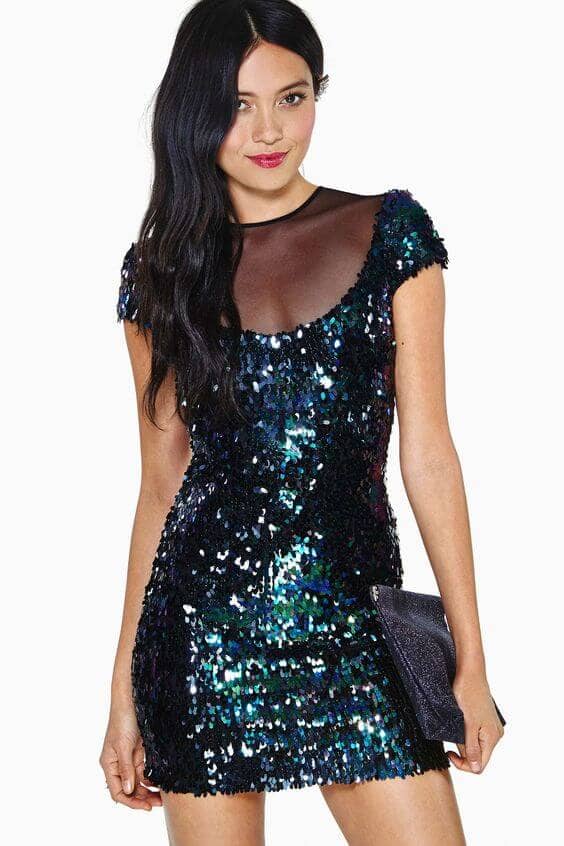 Sequined Minidress And Clutch