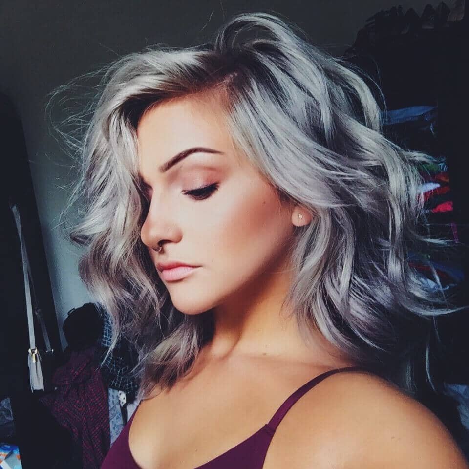 Shimmery Allover Silver Hair Color