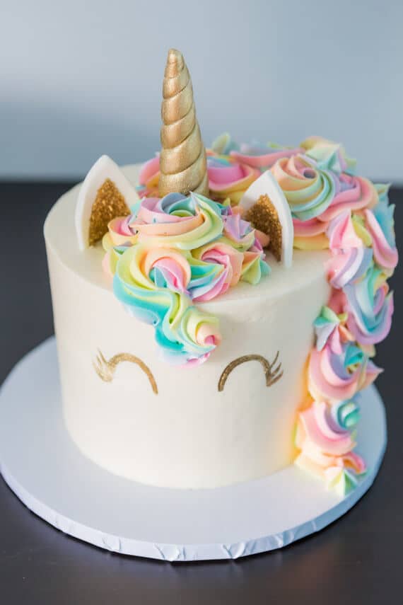 Golden Unicorn Rainbow Cake