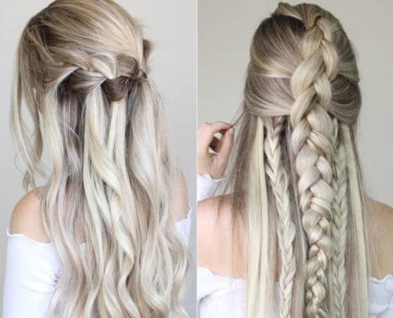 French Braid And Waterfall Braid Half-up Styles