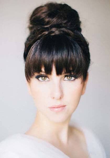 High Ballerina Bun With Bangs