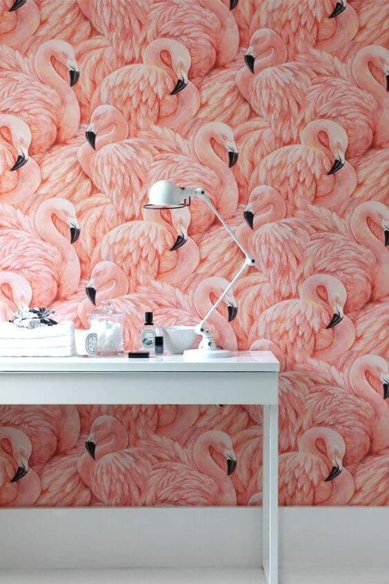 Flamingo Wall with Minimalist Décor