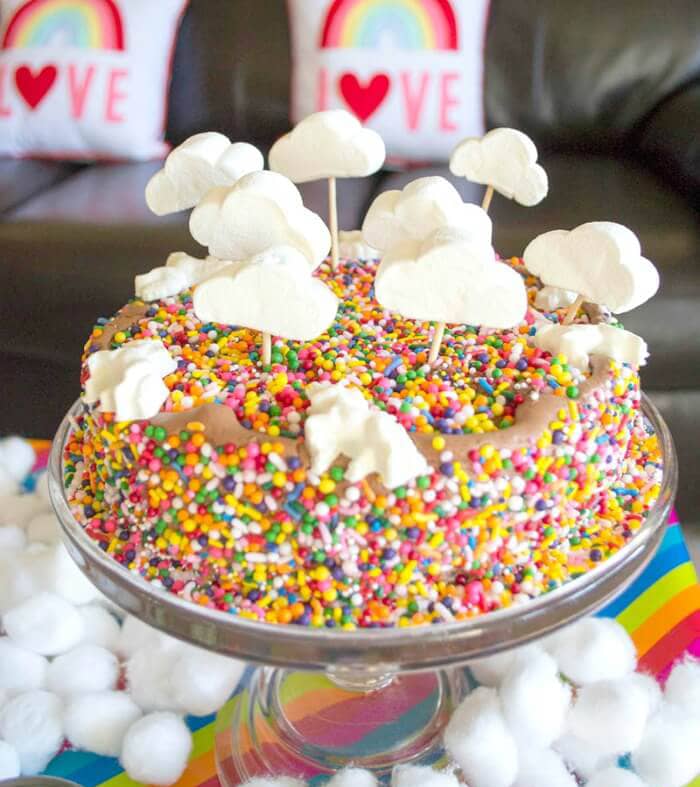 Cloud and Sprinkles Cake Centerpiece