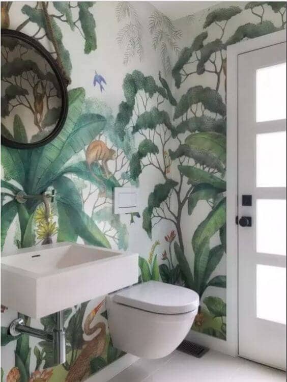 Whimsical Watercolor Jungle Mural