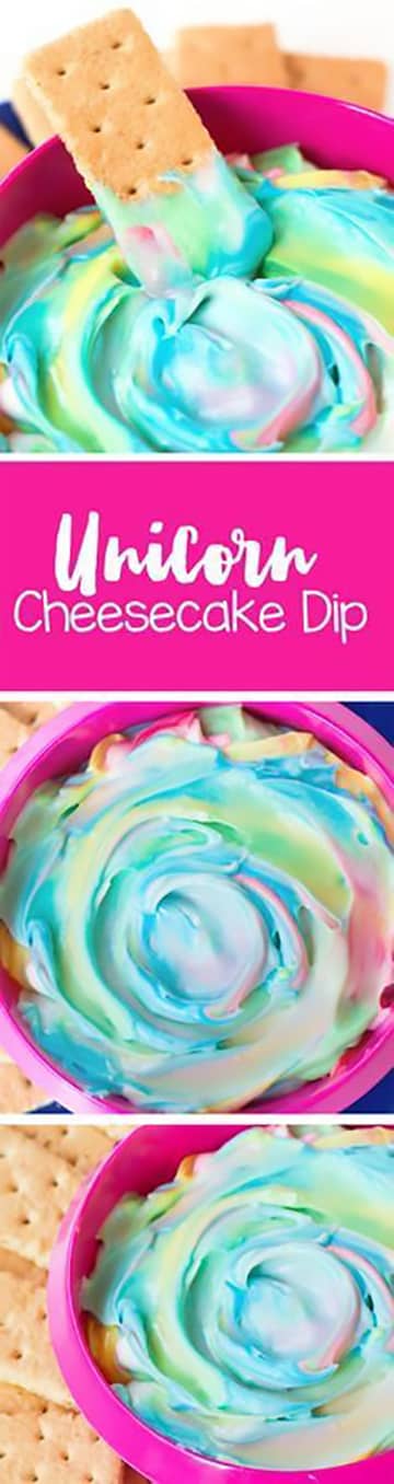 Unicorn Birthday Party Sweets Cheesecake Dip