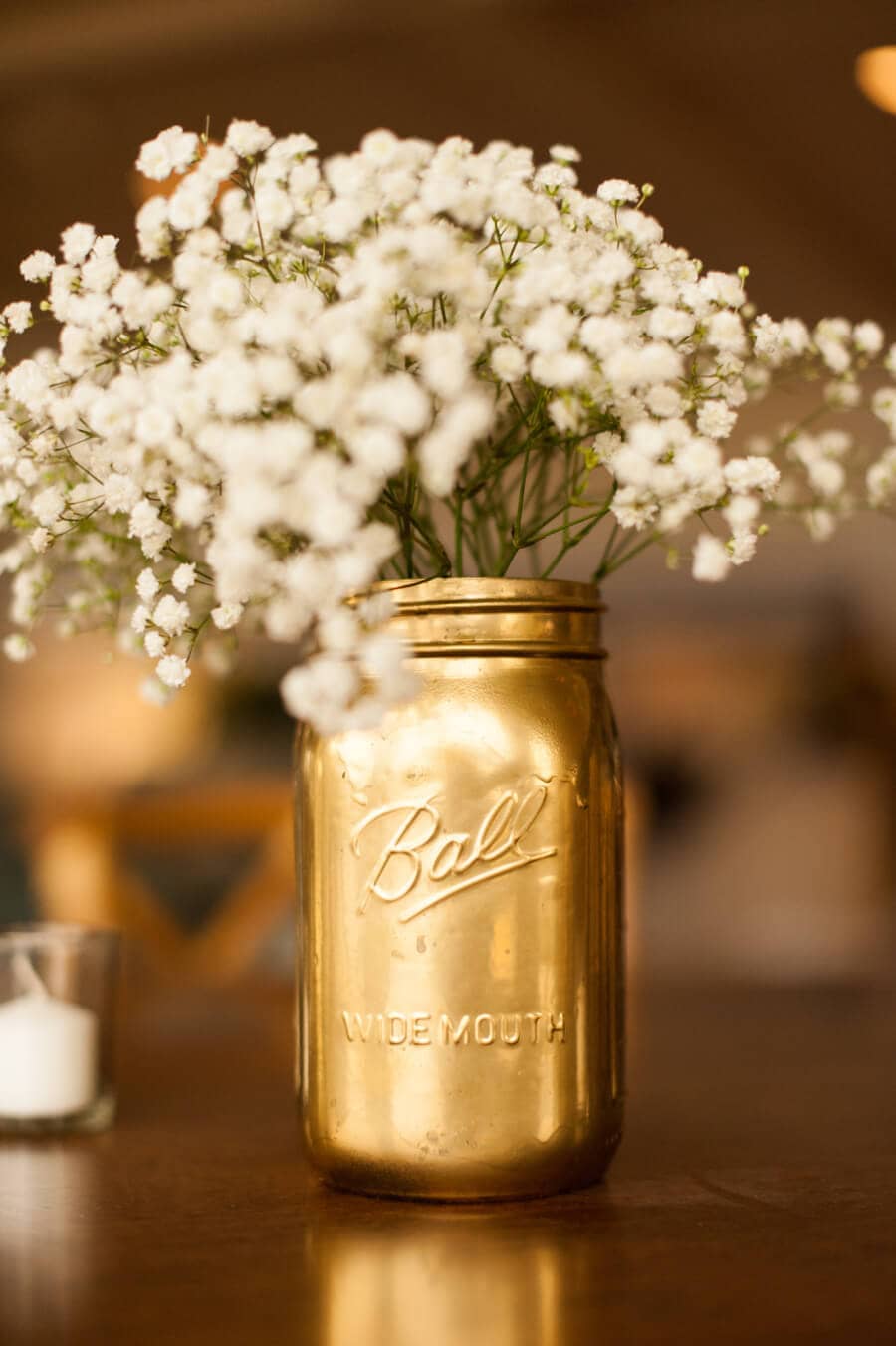 Gilded Canning Jar Floral Arrangements