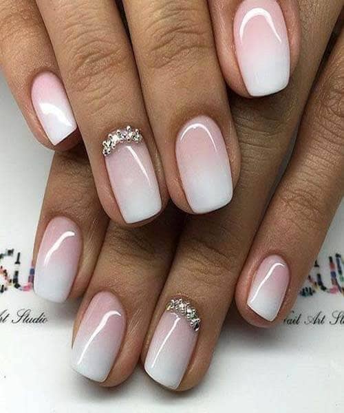 Nude Gradient Manicure with Gem Accent