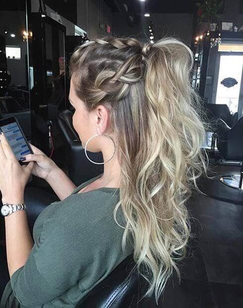 Braided Half-updo With High Pony