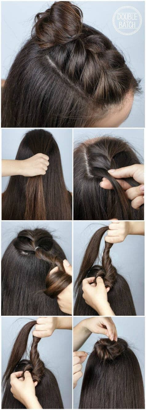 Top Head Tied Braided Hair Tutorials