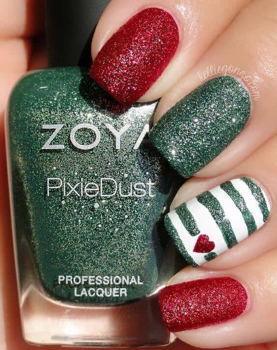 Textured Red and Green Glitter
