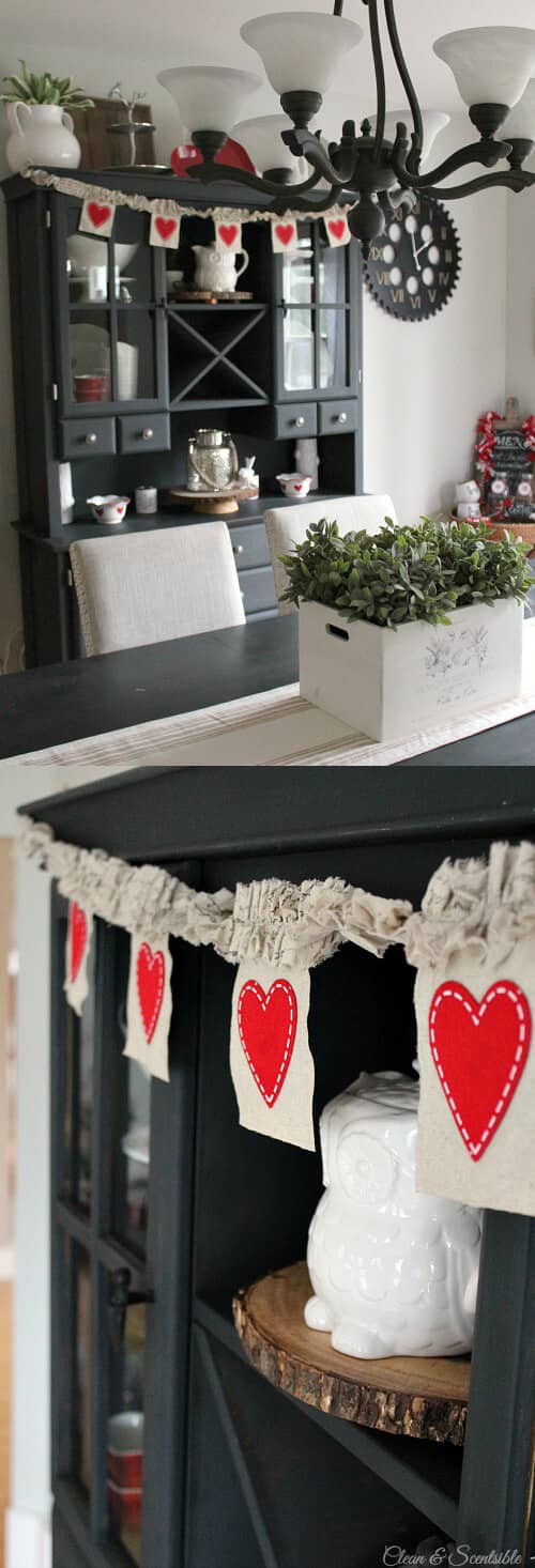 Red and White Cloth Valentine's Day Garland