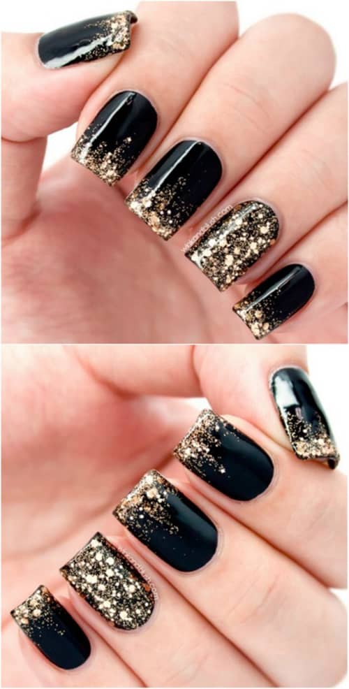 Black with Gold Sparkle Tip