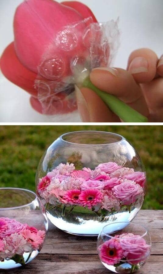 Floating Flower Fishbowl Displays