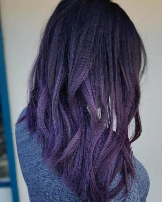 Black To Purple Ombre Lob