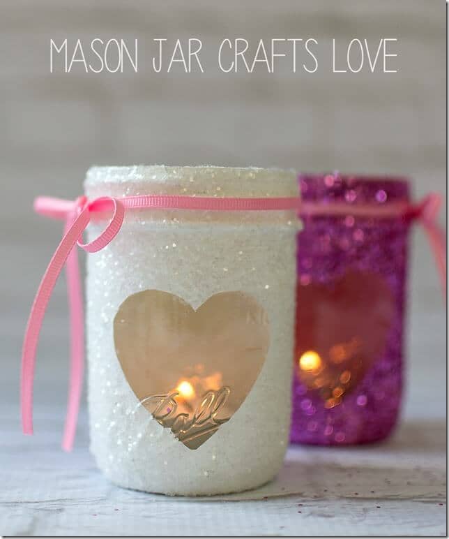 Frosted Mason Jar Candle Holders With Heart Window