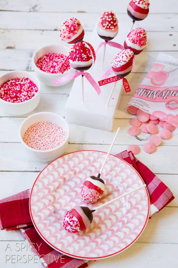 Dipped and Sprinkled Strawberry Pops