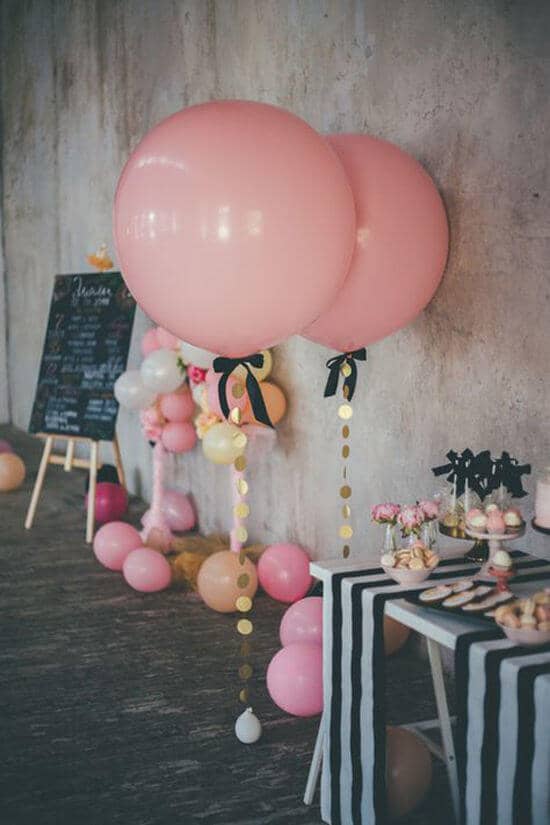 Pretty Tethered Pink Balloons