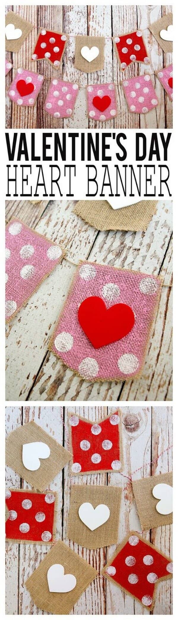 Do-It-Yourself Stitched Cloth Valentine Heart Garland