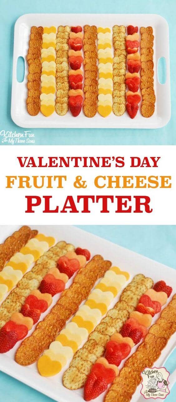 Heart-Shaped Fruit, Cheese, and Cracker Platter