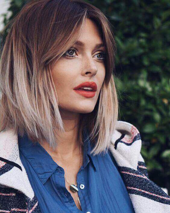 Ombre Lob With Long Bangs