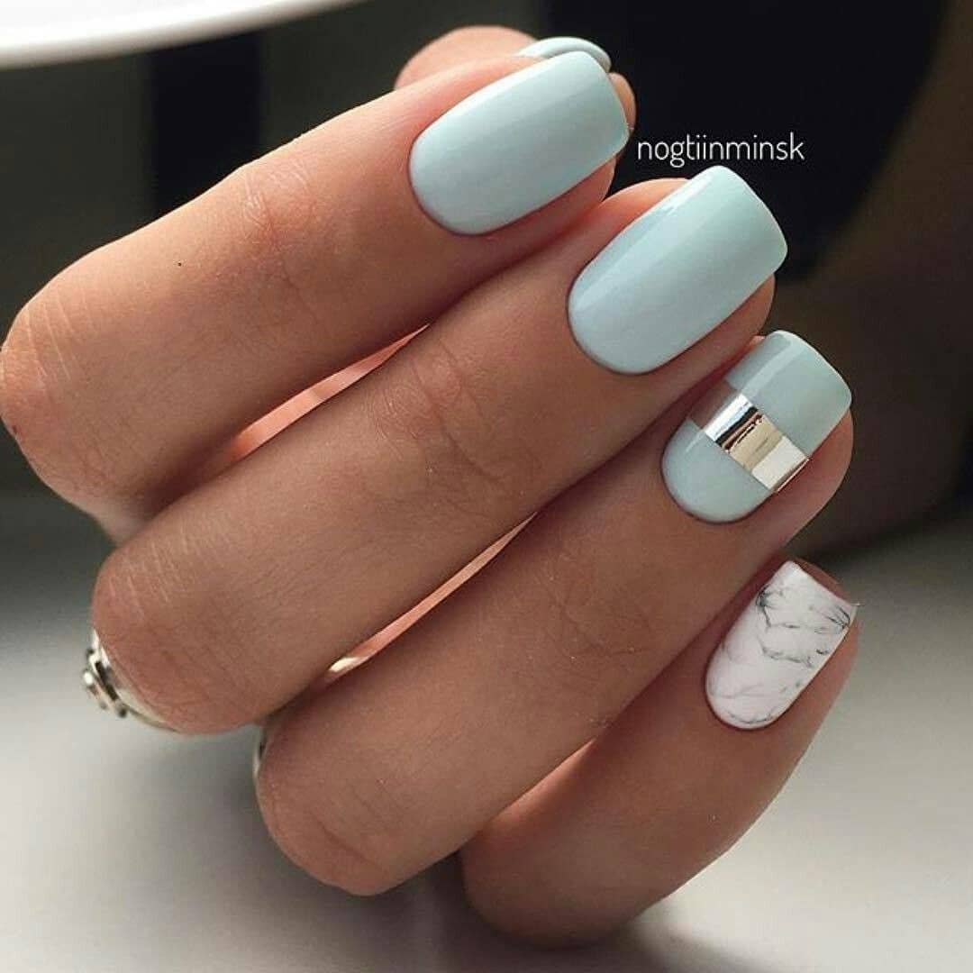 Matte Baby Blue Nails Square Matte